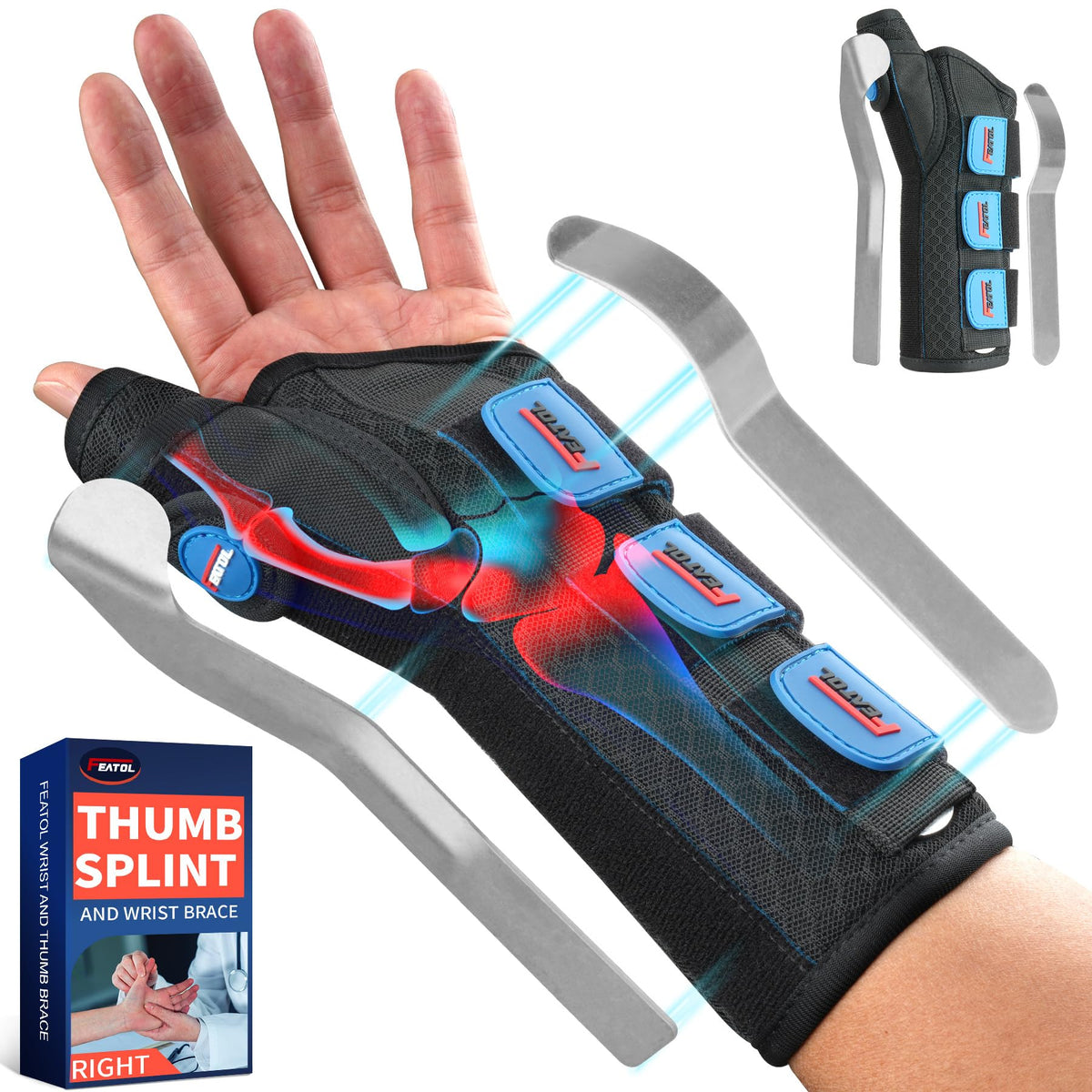 FEATOL front view of left-hand brace showing secure fit and comfort