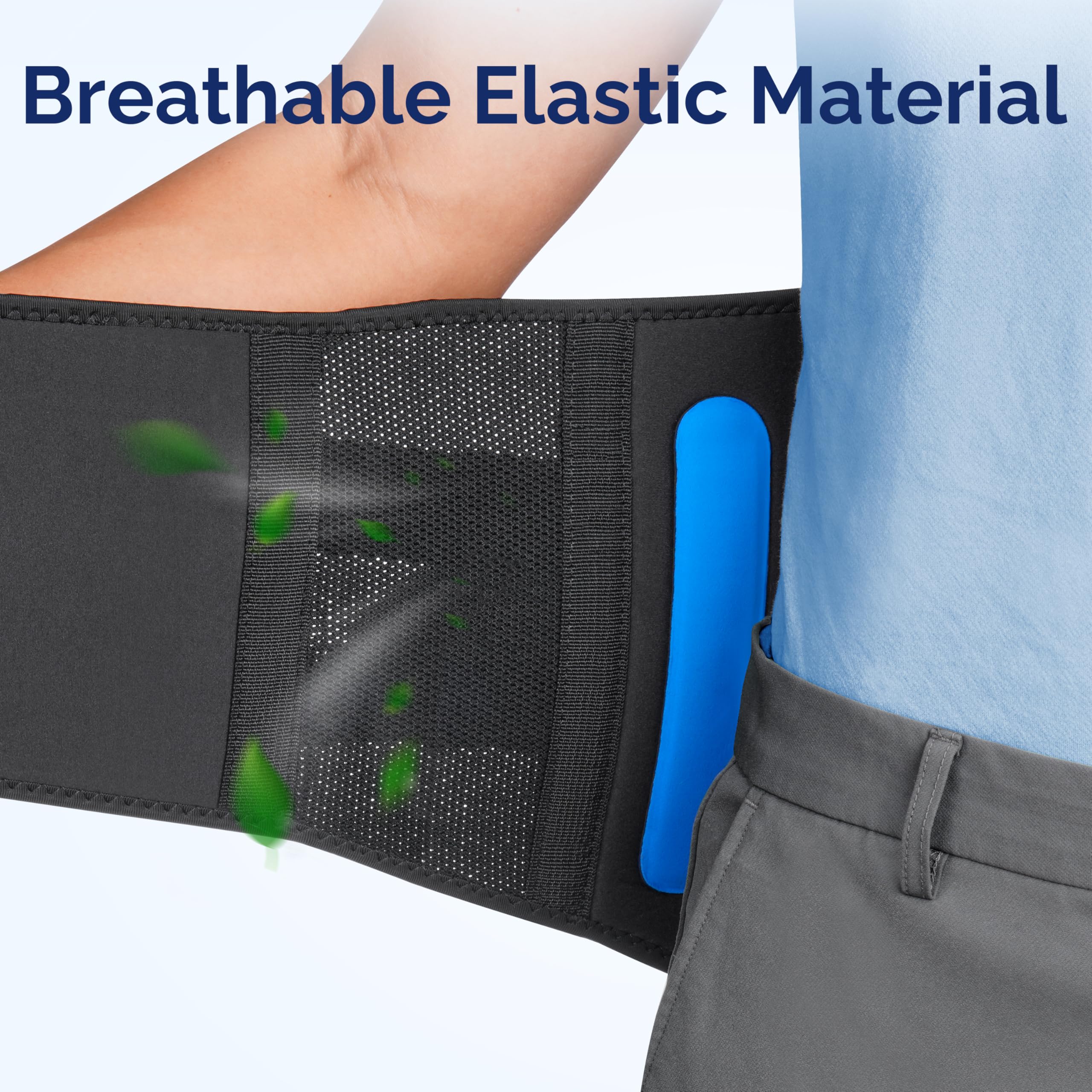 FEATOL waist measurement chart and belt illustrating size L fit guidance