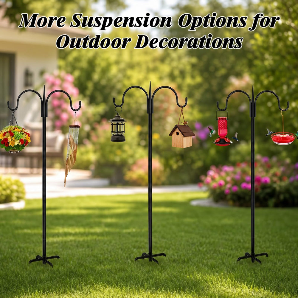 FEED GARDEN in-garden scene with bird feeders and planter hanging, attracts birds easily