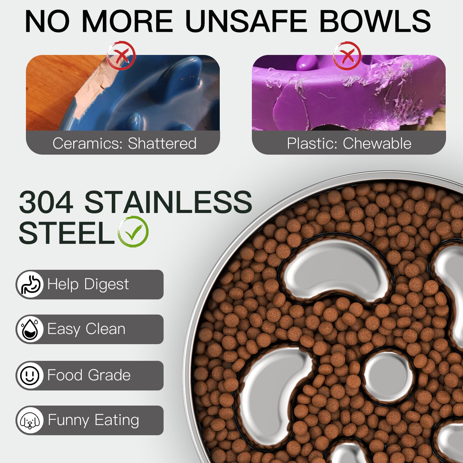 Feedoo underside with non-slip rubber base preventing movement during mealtime