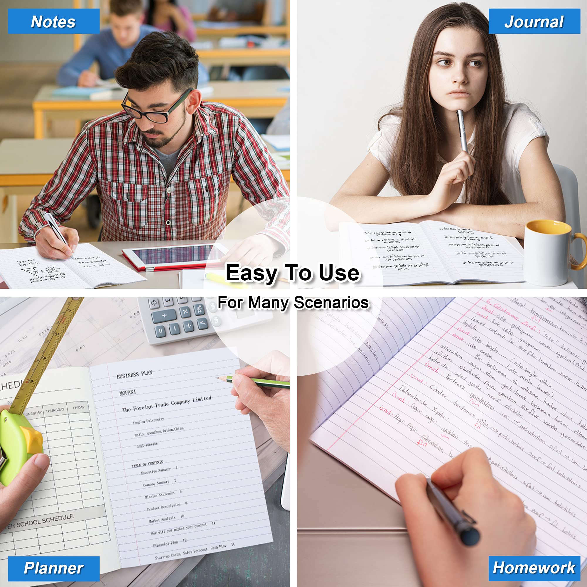 feela lifestyle study desk showing notebooks in use for organized note-taking
