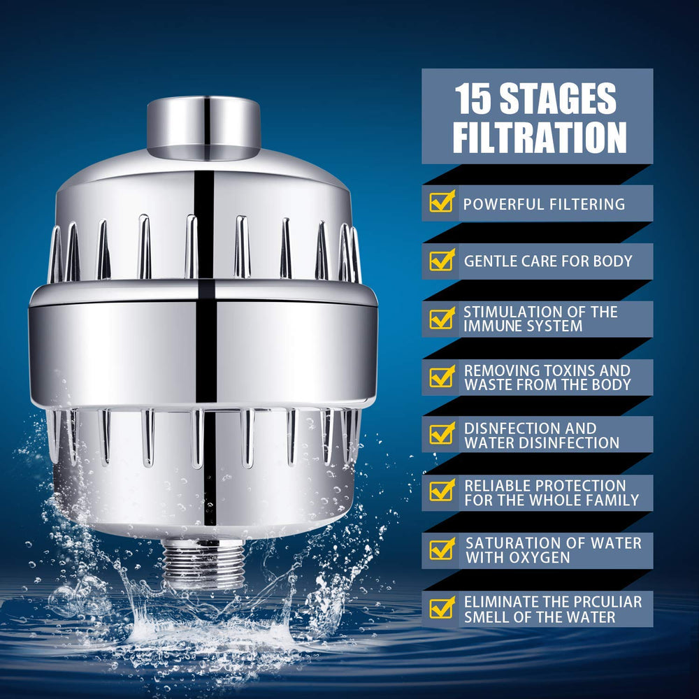 FEELSO replaceable filter cartridge close-up highlighting filtration media for reduced chlorine and metals