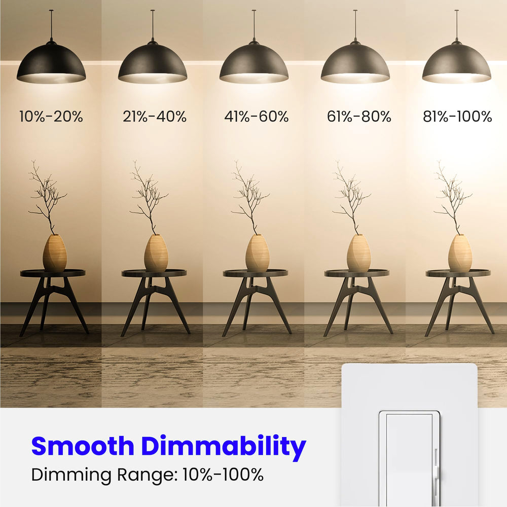 Feit Electric bombilla A19 instalada en lámpara de salón creando ambiente cálido