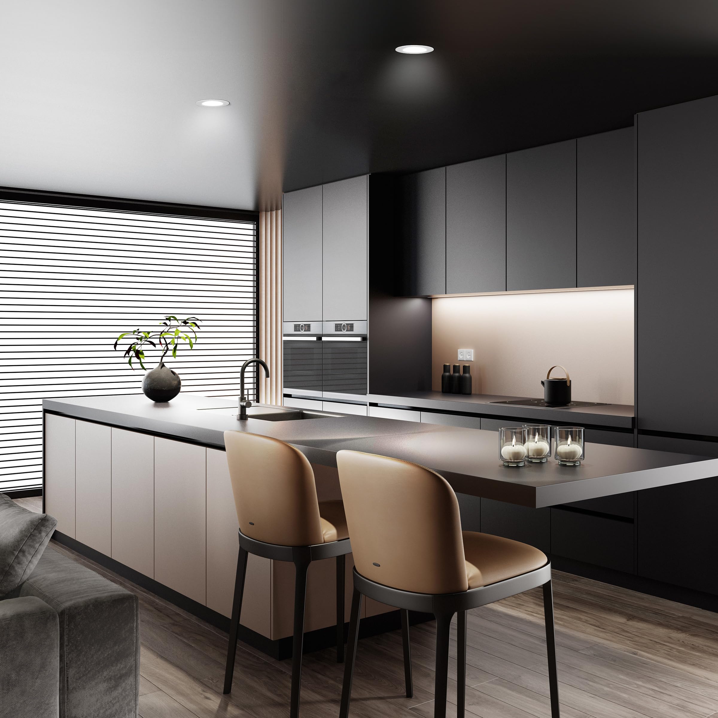 Feit Electric luz fría en cocina realzando detalles y tareas visuales