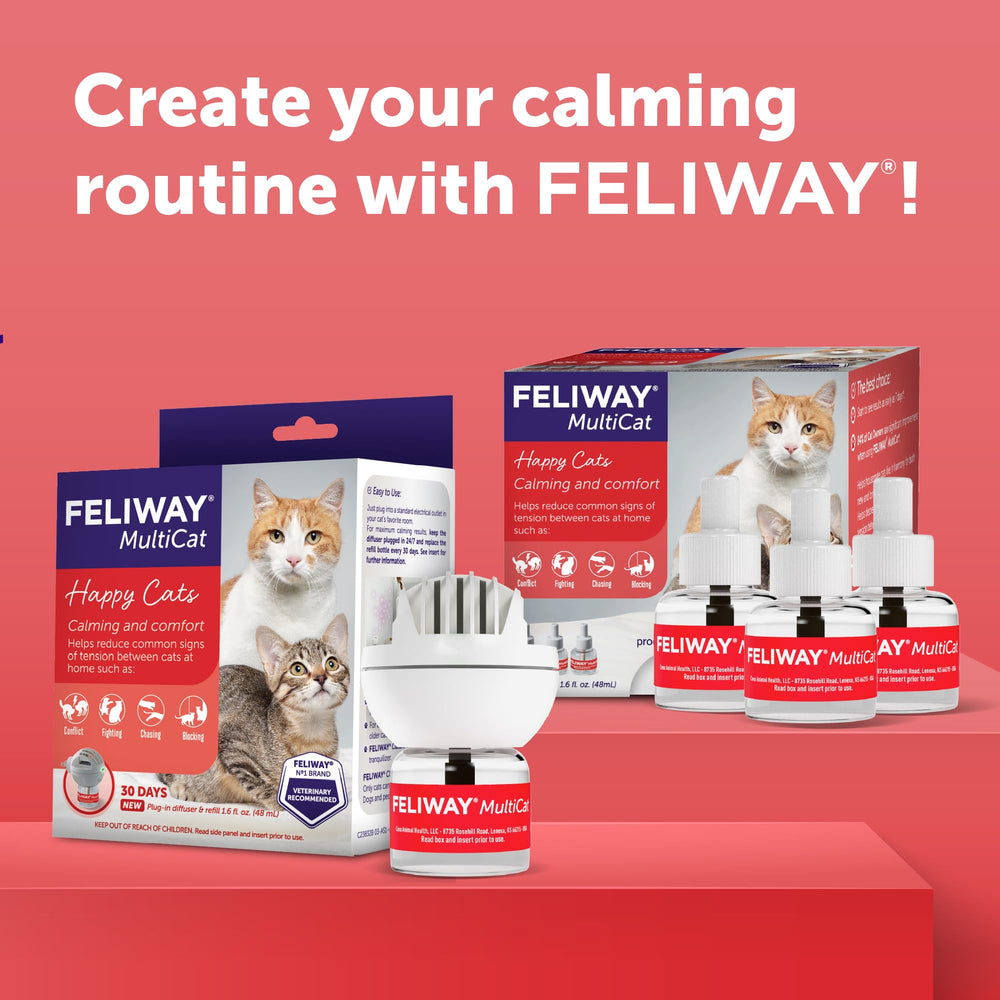 FELIWAY MultiCat packaging label showing features and coverage benefits