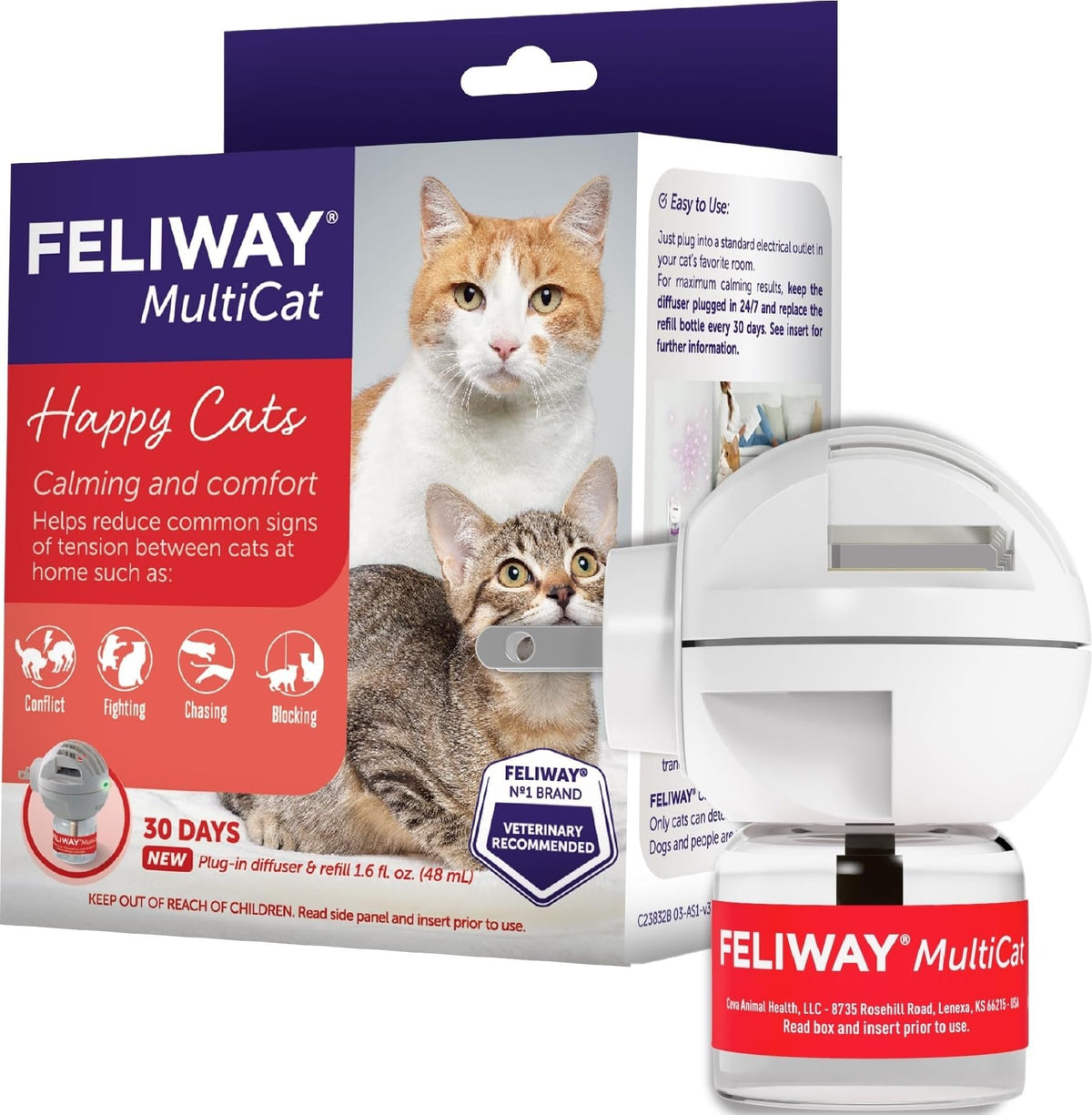 FELIWAY empaque frontal mostrando el kit y tranquilidad visible