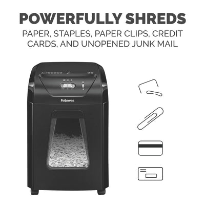 Fellowes 14C10 shredding a credit card demonstrating multi-media capability