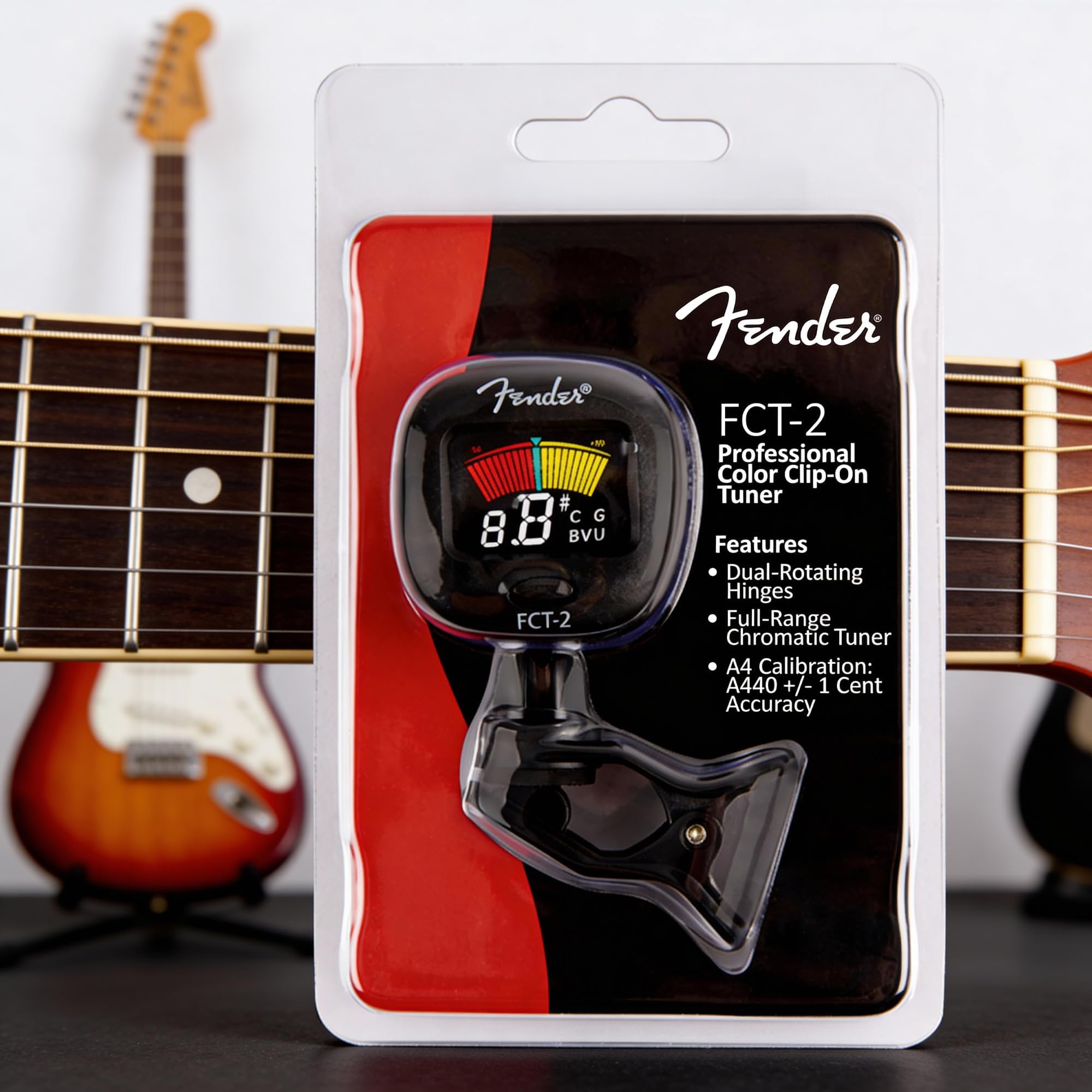 Fender FCT-2 colocado en un violín, lectura precisa en cuerdas altas