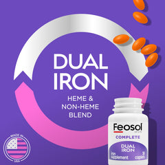 Feosol Complete capleta detalle de textura y recubrimiento fácil de tragar