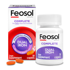 Feosol Complete frente del envase mostrando marca y ventaja alta absorción