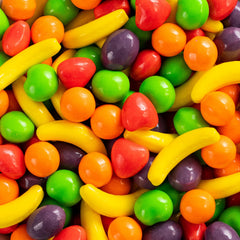 Ferrara Wonka Runts primer plano de textura de caramelo con detalle frutal