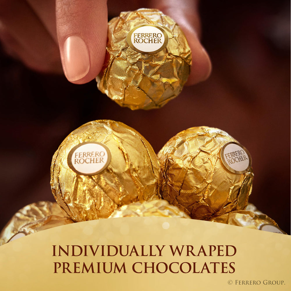 Ferrero Rocher single golden-wrapped piece close-up highlighting convenient portion and polished look