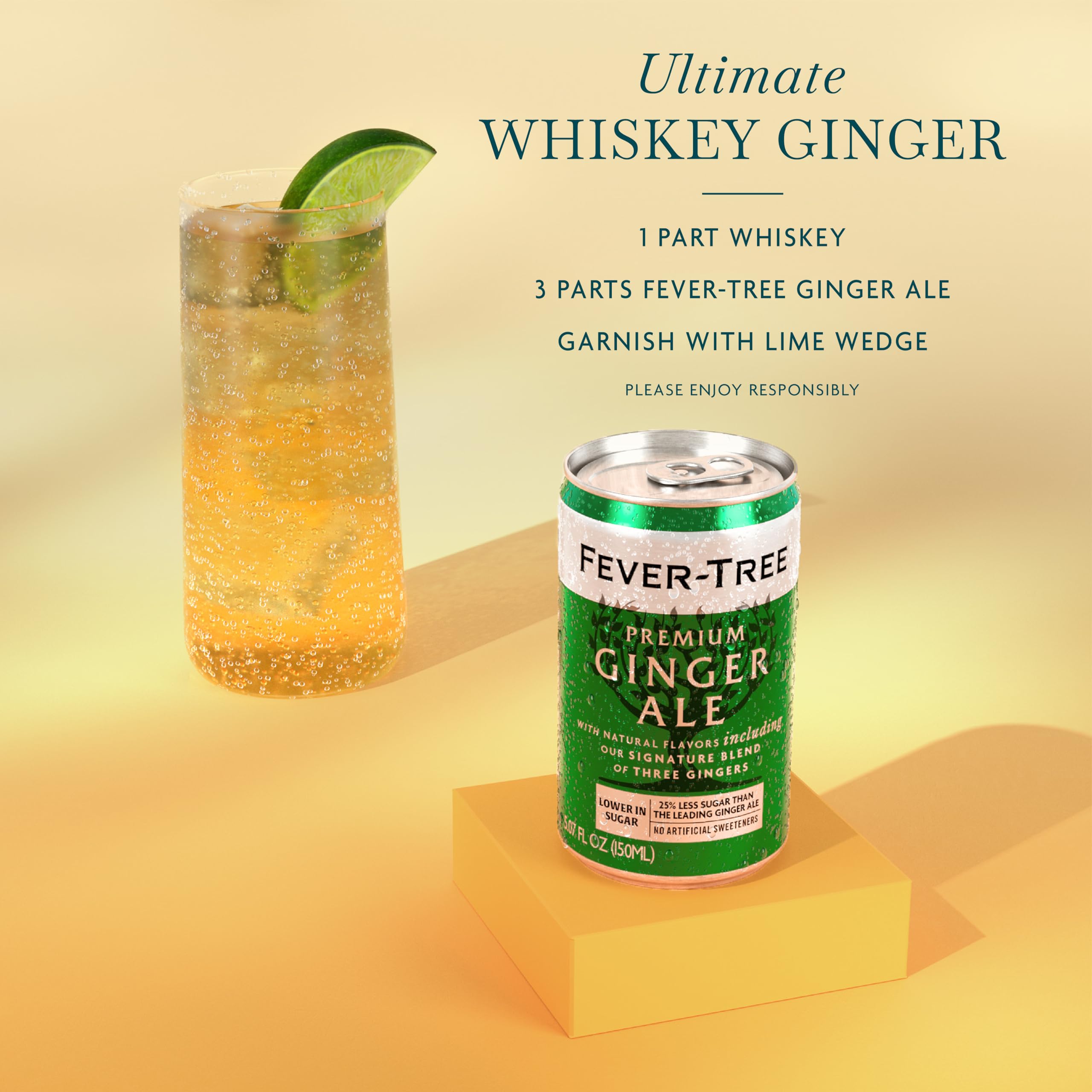 Fever-Tree servido en copa con hielo, refresco para cócteles