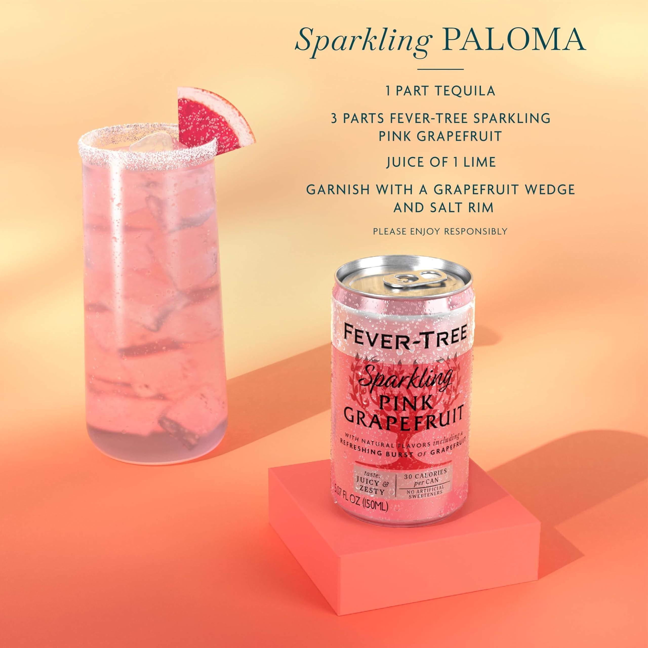 Primer plano de la etiqueta Fever-Tree mostrando ingredientes naturales y transparencia