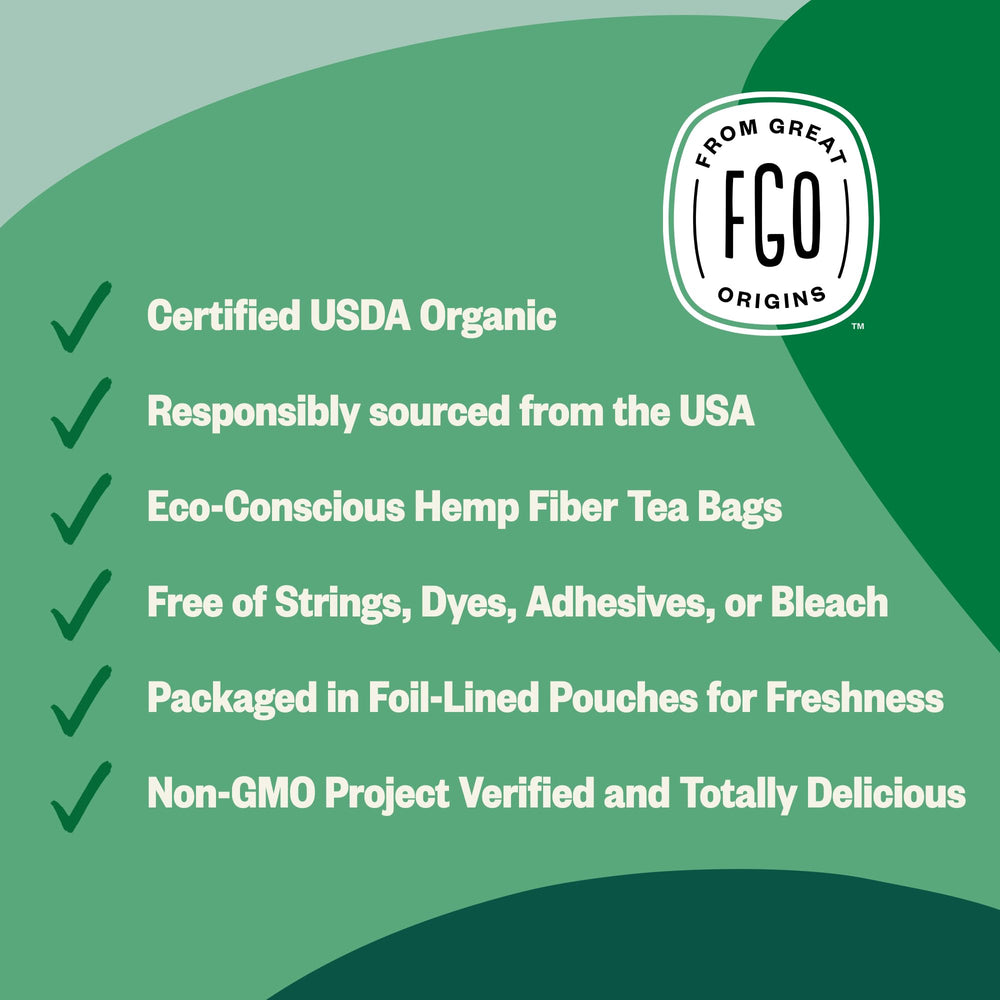 FGO etiqueta con sello USDA Organic y certificación visible