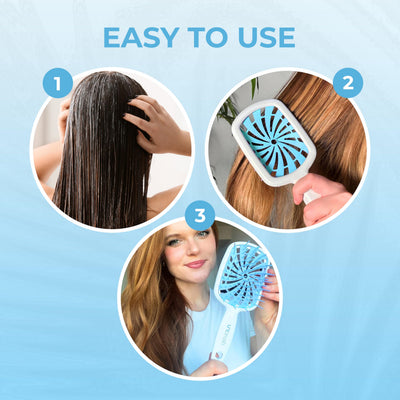 FHI Heat UNbrush Plus limpieza rápida mostrando pelo retirado fácilmente