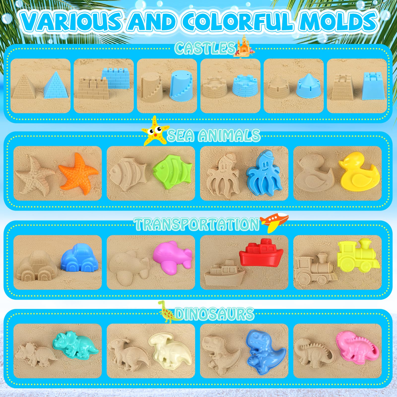 FHOZGECY set en uso en la playa con niños construyendo y compartiendo roles