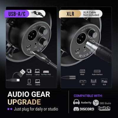 FIFINE USB and XLR ports demonstrating easy switched connectivity