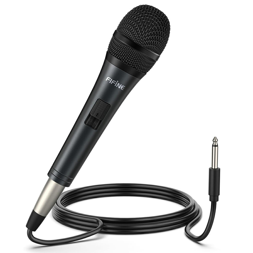 FIFINE K6 front view showing microphone head and grille for clear vocals
