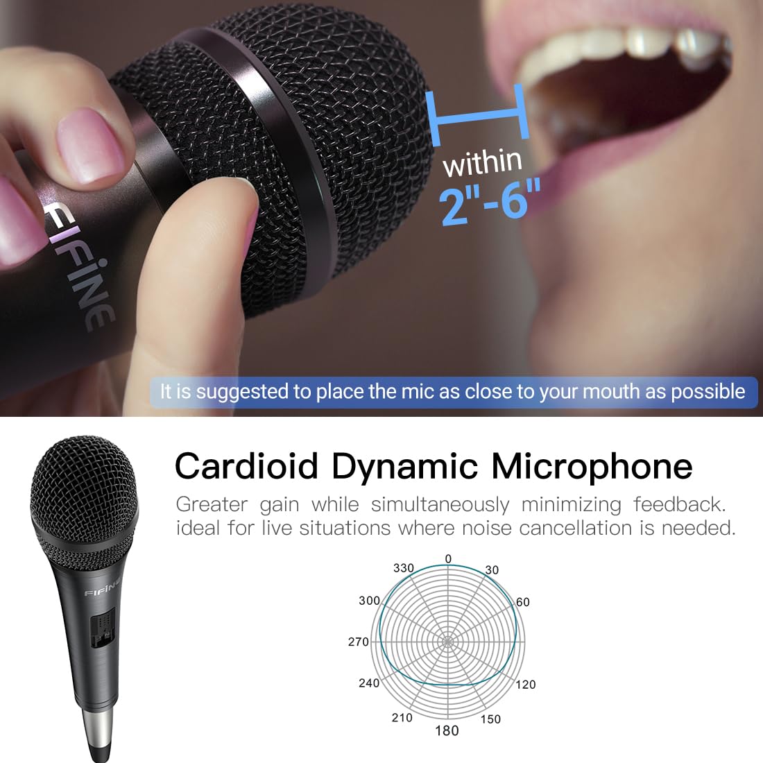 FIFINE K6 connected to karaoke speaker demonstrating plug-and-play setup