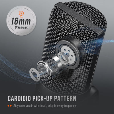 FIFINE top knob detail for instant volume control and privacy adjustment
