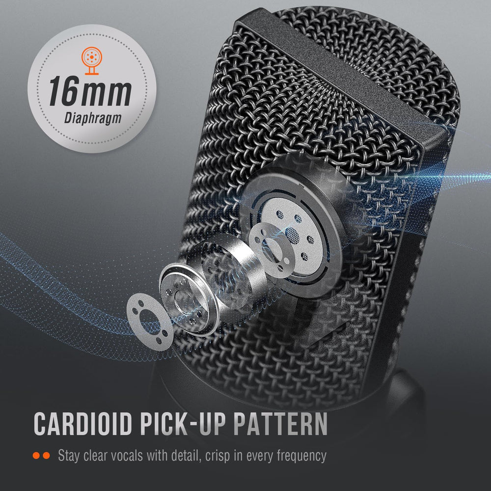 FIFINE top knob detail for instant volume control and privacy adjustment