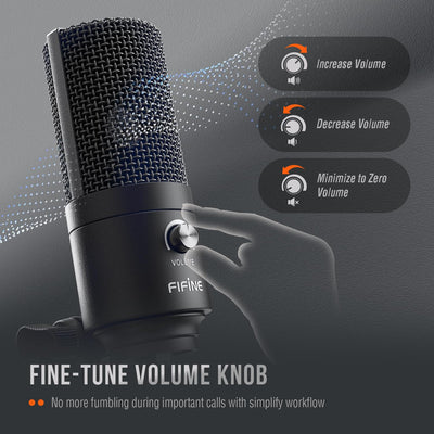 FIFINE tripod and mount demonstrating stable desktop placement for recordings