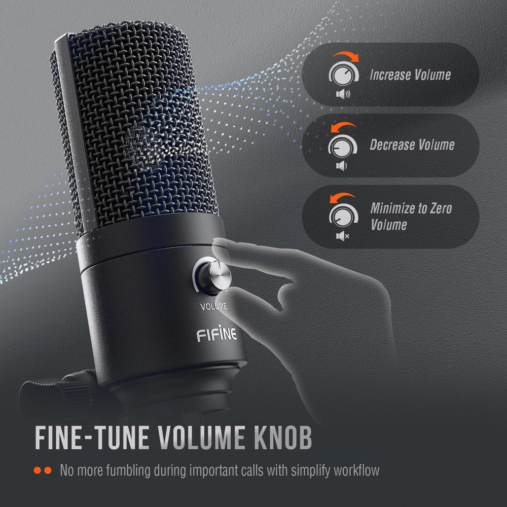 FIFINE tripod and mount demonstrating stable desktop placement for recordings