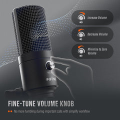 FIFINE tripod and mount demonstrating stable desktop placement for recordings