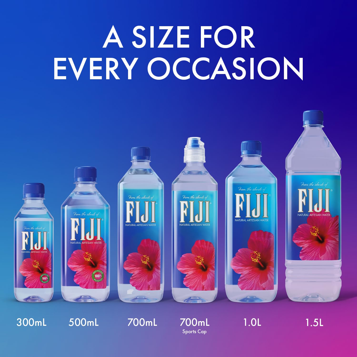 FIJI detalle de la etiqueta de la botella de 1 L que destaca el origen artesiano