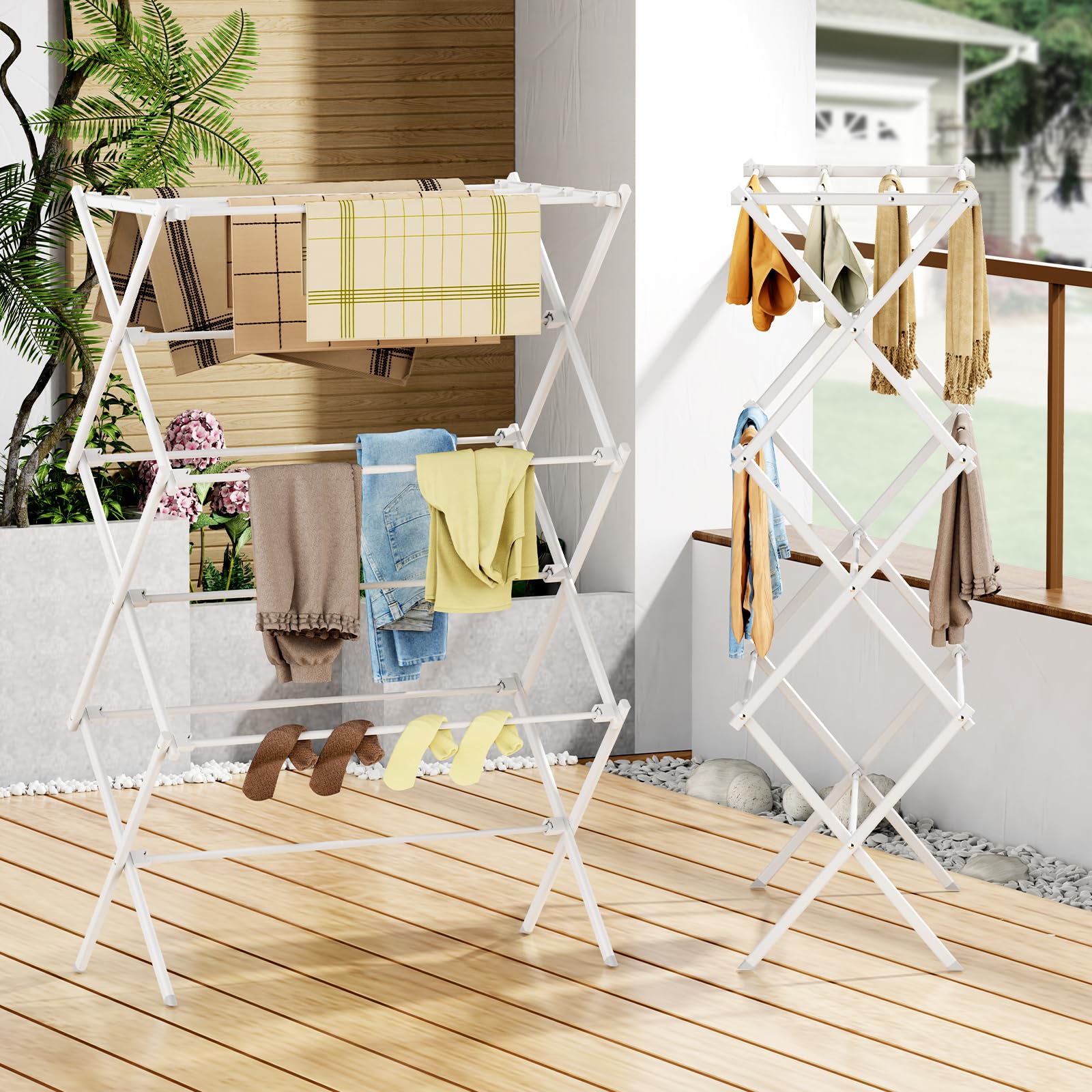 FILROUG collapsed rack folded flat for easy storage in small spaces