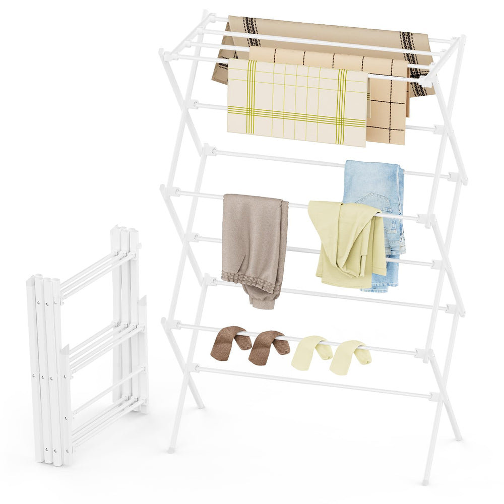 FILROUG front view of rack folded out showing compact drying area and convenience