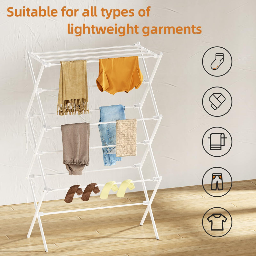 FILROUG drying rack next to a chair showing scale and space-saving benefit