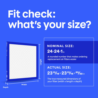 Filtrete tamaño comparado con mano para visualizar escala