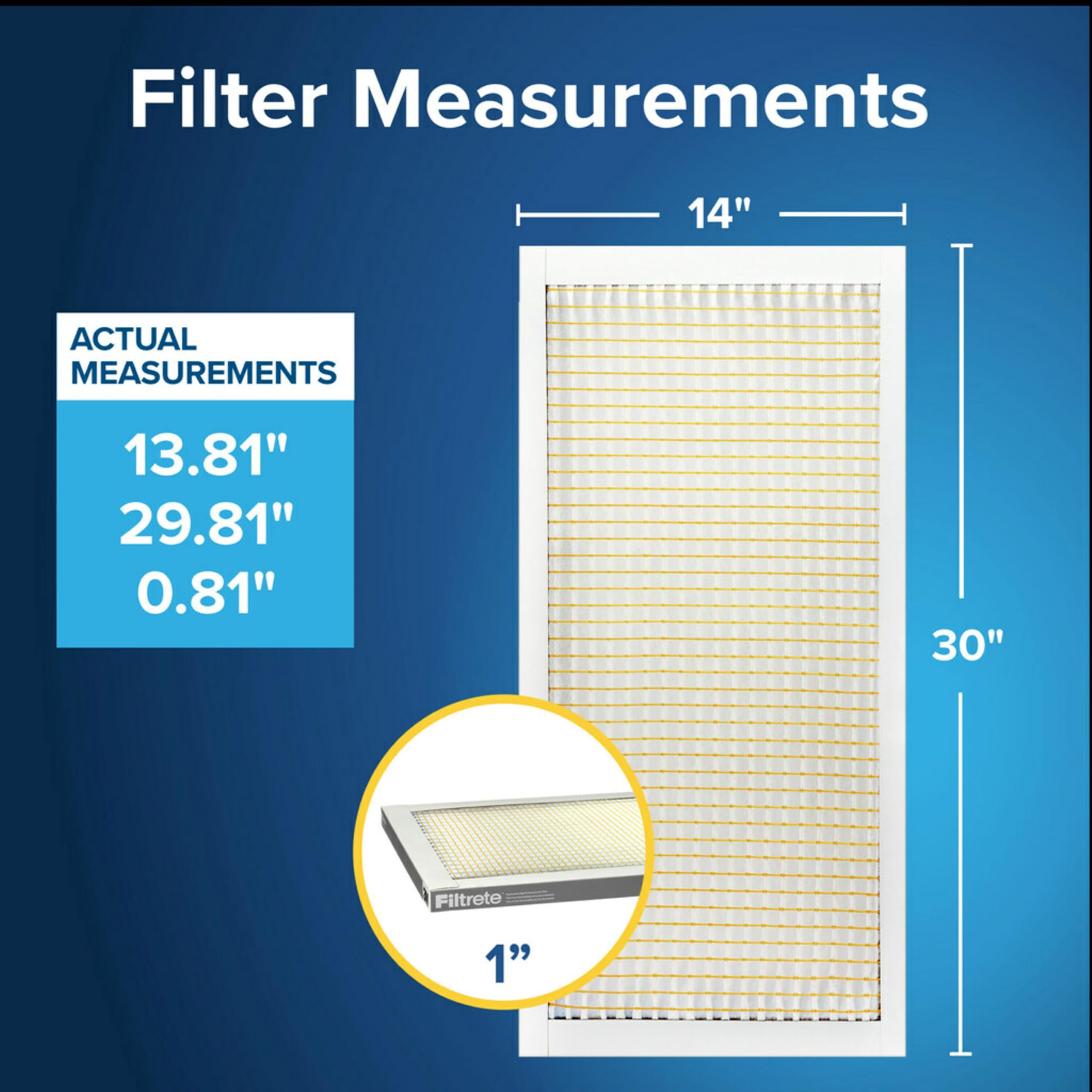 Filtrete detalle del marco con dimensiones reales para ajuste seguro