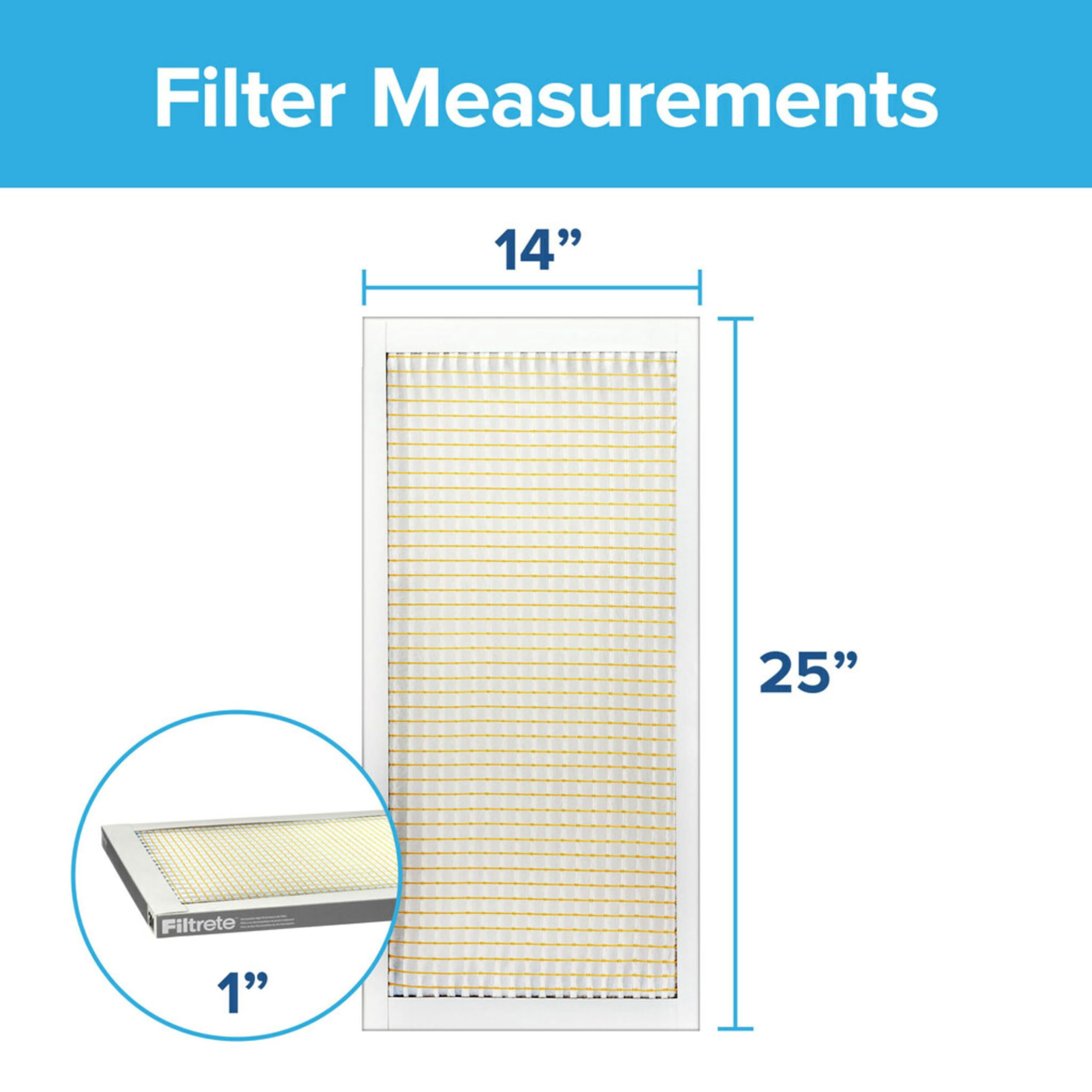 Filtrete etiqueta lateral con dimensiones reales 13.81x24.81x0.81 y ajuste seguro