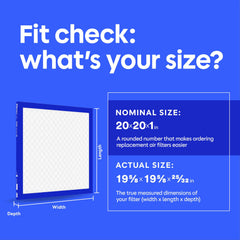 Filtrete filter edge label with actual dimensions for accurate fit