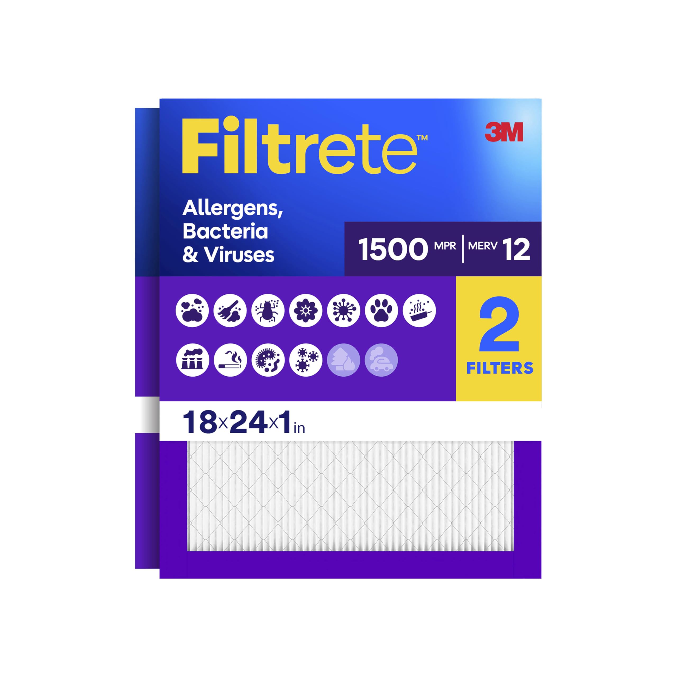 Filtrete empaque frontal 18x24x1 mostrando beneficio de aire más limpio