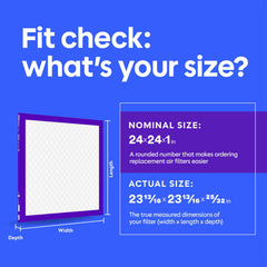 Filtrete filter side view showing 1-inch frame and durable construction