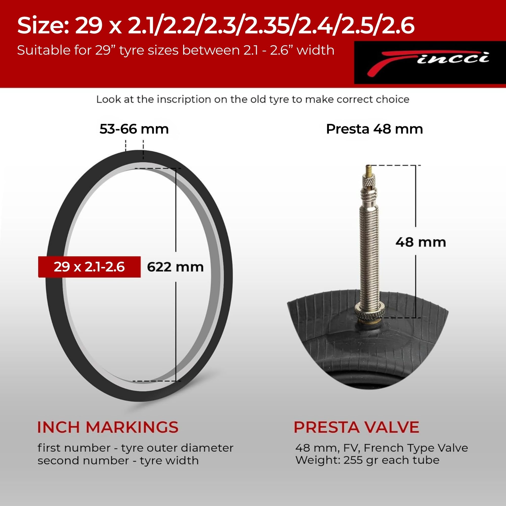 Fincci válvula Presta 48mm en primer plano que facilita inflado en aros profundos