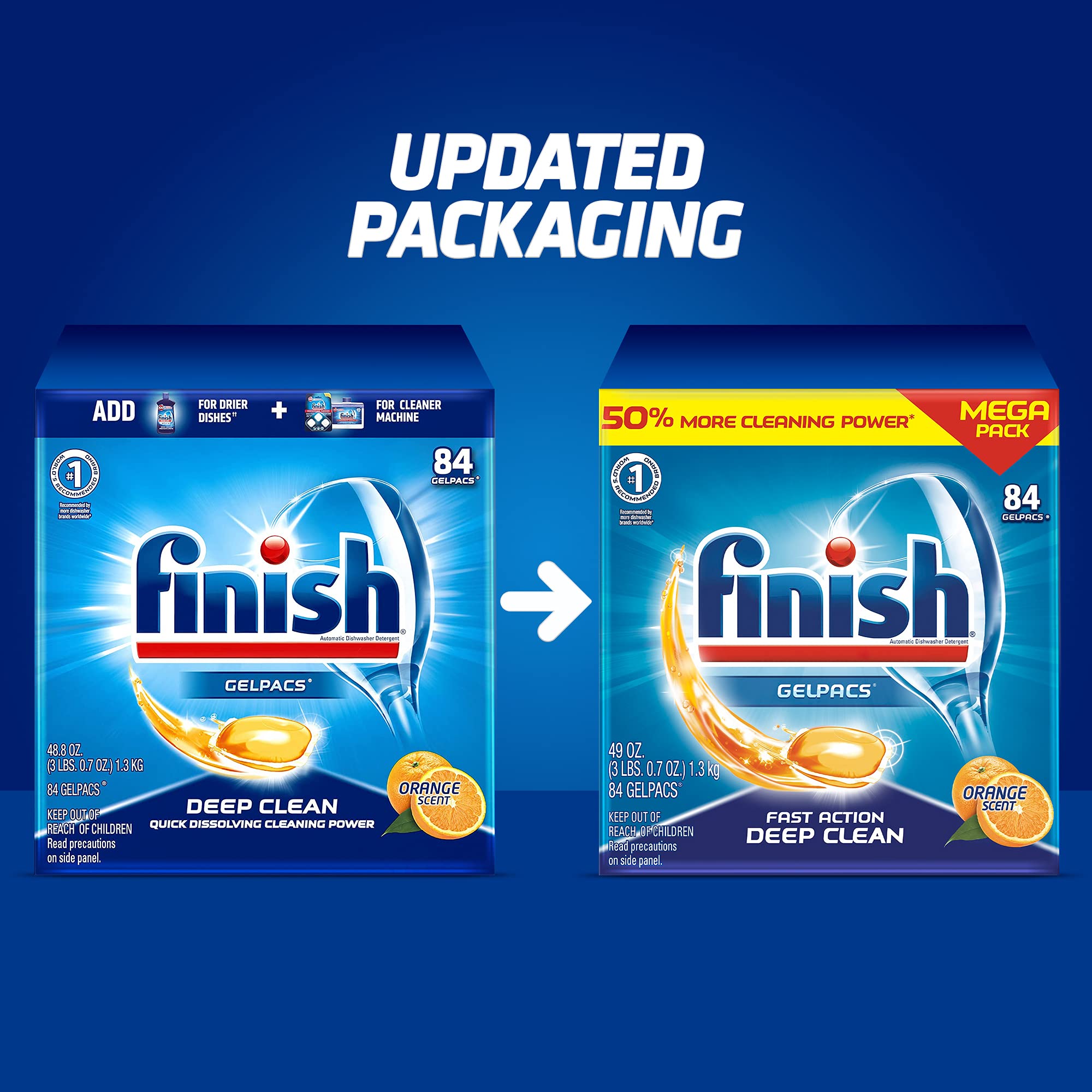 Finish Gelpacs en cocina ordenada destacando conveniencia y fragancia