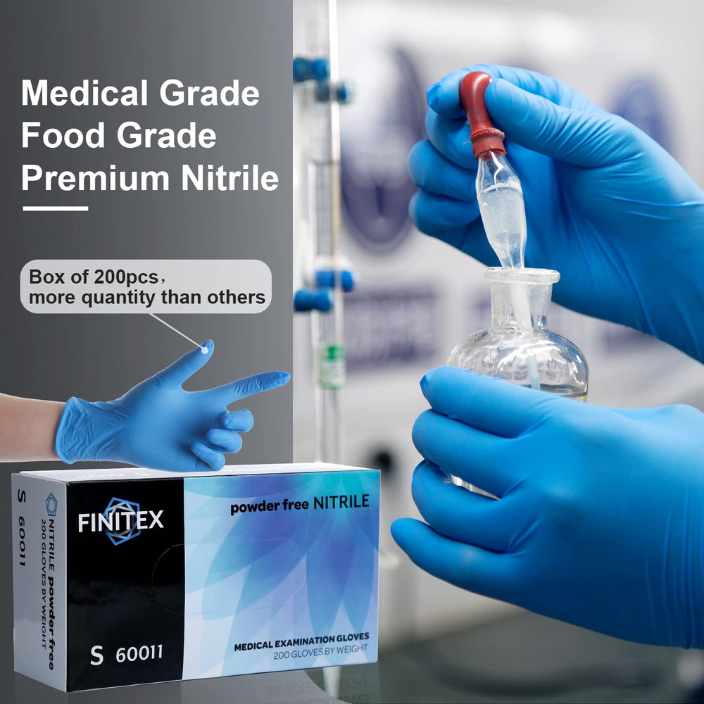 FINITEX etiqueta del empaque señalando sin látex y sin polvo
