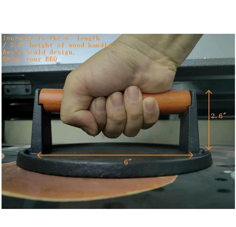 Firsgrill wood handle profile, ergonomic grip for safer high-heat pressing