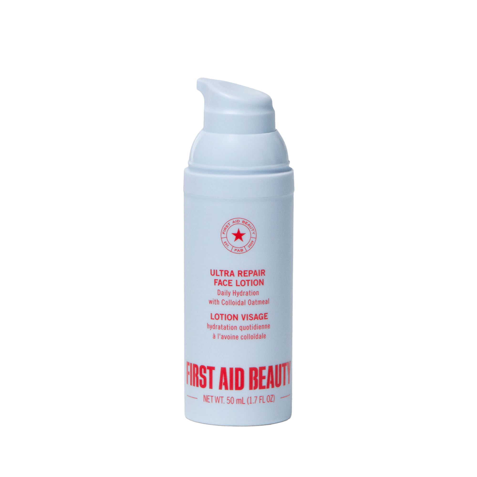 First Aid Beauty envase frontal mostrando tamaño 1.7 oz y diseño claro