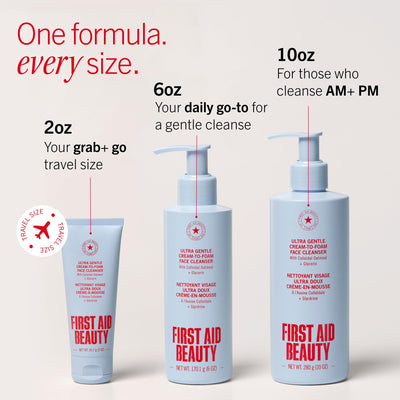 First Aid Beauty piel limpia y fresca tras uso ilustra confort sin tirantez