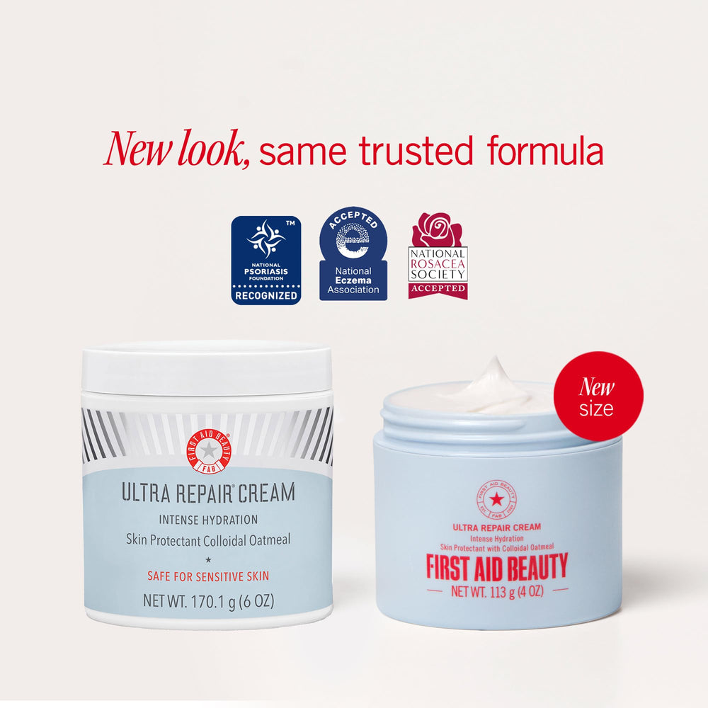 First Aid Beauty tubo abierto con crema demostrando cobertura nutritiva