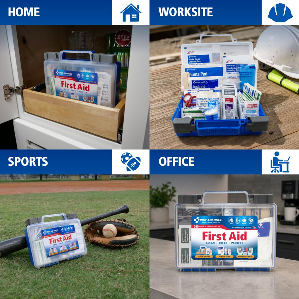 First Aid Only detalle de vendajes y gasas que facilita atención rápida y estéril