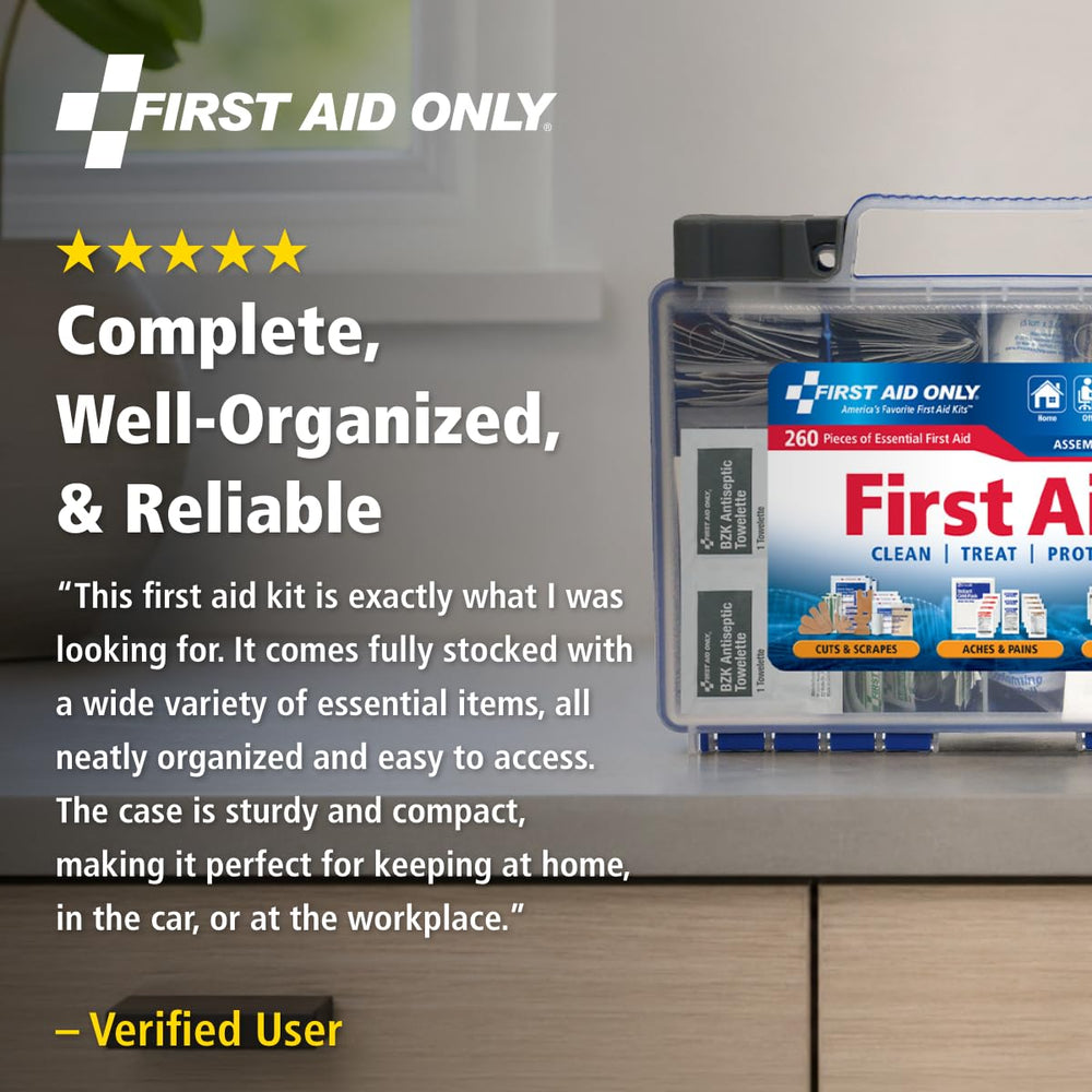 First Aid Only kit colocado en obra listo para responder a incidentes laborales