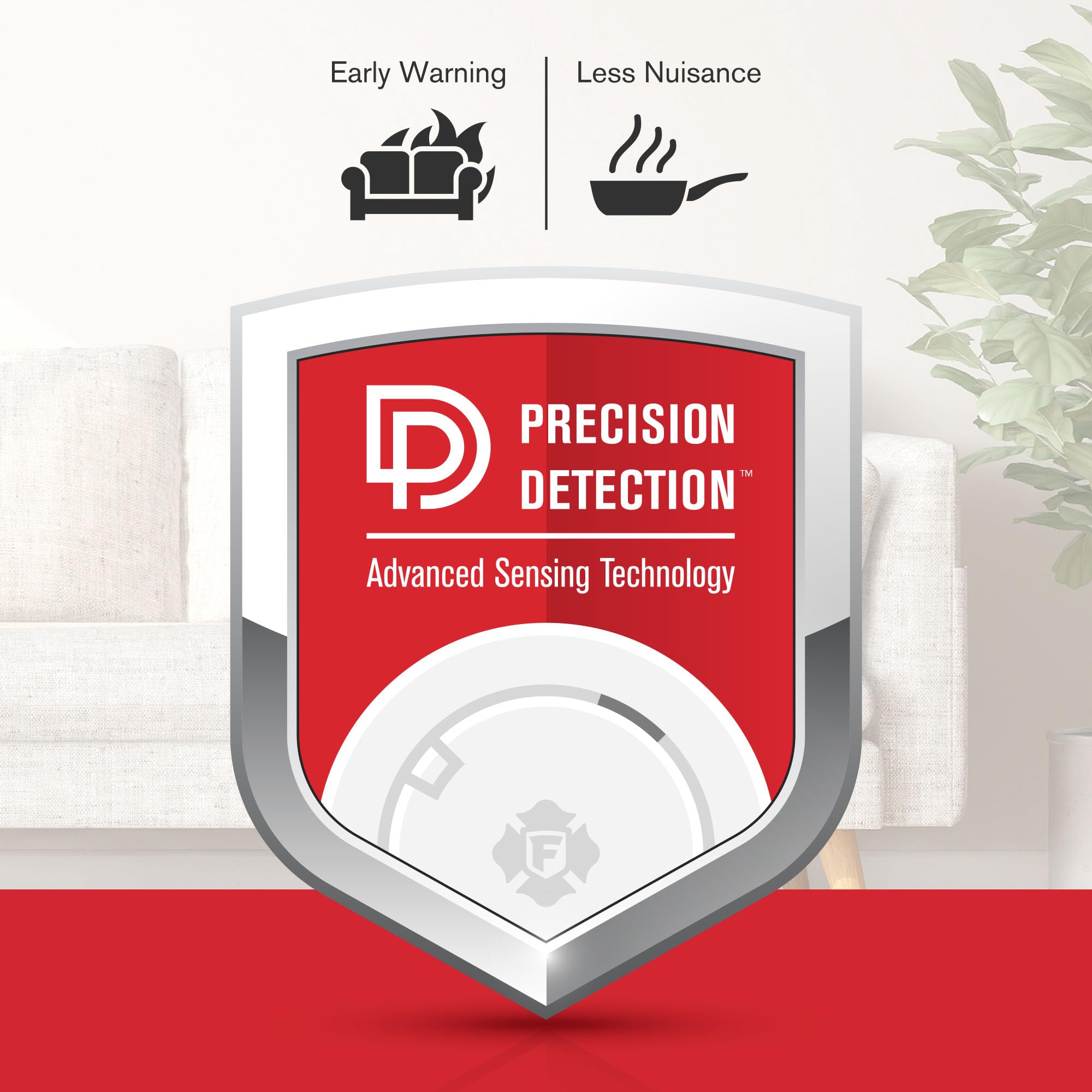 First Alert close-up del sensor Precision Detection para menos falsas alarmas