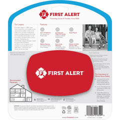 First Alert installed above kitchen outlet demonstrating practical household use